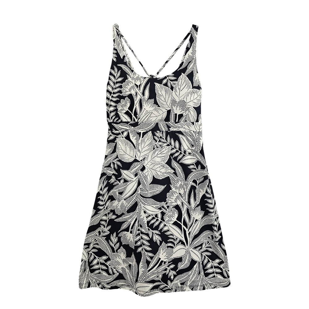 Soma 24/7 Active Dress Womens XS Black White Floral Strappy Back Built-in Shorts